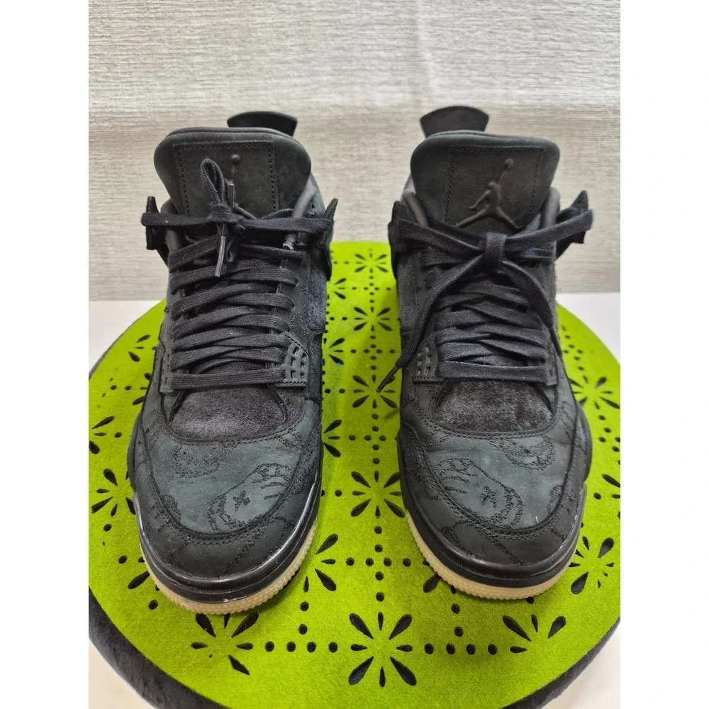 Air Jordan 4 Retro 930155-001 Mens US 9.5 Athletic Shoes Kaws Black Sneakers